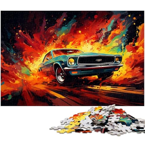 Puzzle für Erwachsene 1000 Teile Auto unter Sonnenuntergang Holzpuzzle lustiges Geschenk 1000 Teile (75 x 50 cm) von zouxangzz