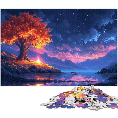 Puzzle für Erwachsene 1000 Teile Bäume im See Holzpuzzle – Lernspielzeug Familienspiele (Größe 75 x 50 cm) von zouxangzz