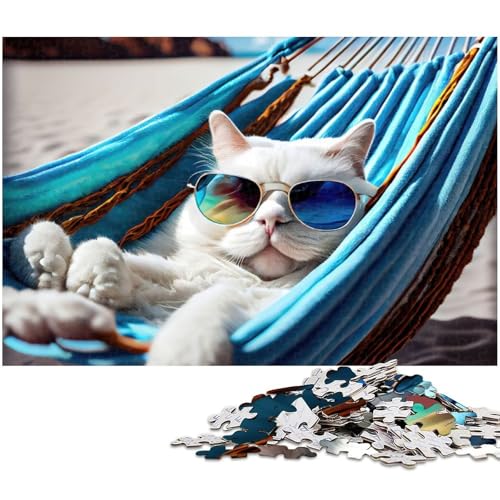 Puzzle für Erwachsene 1000 Teile Bezauberndes Lazy Cat Puzzle für Erwachsene Holzspiele für die ganze Familie Weihnachts und Geburtstagsgeschenke (Größe 75 x 50 cm) von zouxangzz