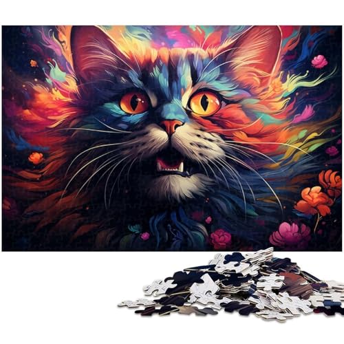 Puzzle für Erwachsene 1000 Teile Bizarre Fantasie Katze Holzpuzzle lustiges Geschenk 1000 Teile (75 x 50 cm) von zouxangzz