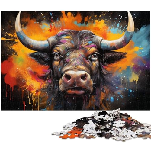 Puzzle für Erwachsene 1000 Teile Büffel Puzzles für Papierpuzzles pädagogisches Spielzeug zum Stressabbau 1000 Teile (38 x 26 cm) von zouxangzz