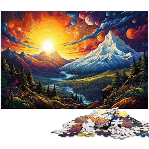 Puzzle für Erwachsene 1000 Teile Bunte Berge Puzzle für Erwachsene Holzpuzzle Heimdekoration 1000 Teile (75 x 50 cm) von zouxangzz