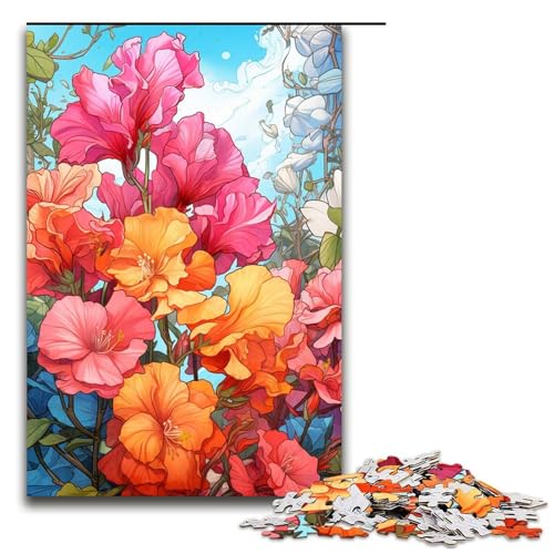 Puzzle für Erwachsene 1000 Teile Bunte Blumen Holzpuzzle für Kinder Lernspiel 75 x 50 cm von zouxangzz