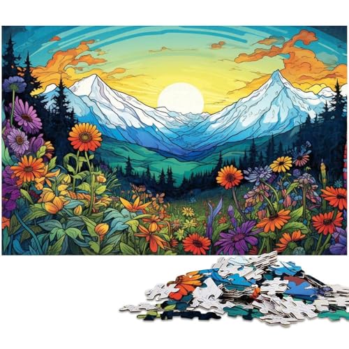Puzzle für Erwachsene 1000 Teile Bunte Blumen und Berge Papierpuzzle – Lernspielzeug Familienspiele 1000 Teile (38 x 26 cm) von zouxangzz