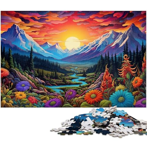 Puzzle für Erwachsene 1000 Teile Bunte Blumen und Berge Papierpuzzle – Lernspielzeug Familienspiele 1000 Teile (38 x 26 cm) von zouxangzz