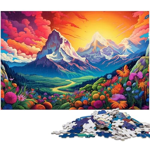 Puzzle für Erwachsene 1000 Teile Bunte Blumen und Berge Puzzle für Erwachsene Papier Familienspiele Weihnachts und Geburtstagsgeschenke 1000 Teile (38 x 26 cm) von zouxangzz