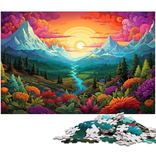 Puzzle für Erwachsene 1000 Teile Bunte Blumen und Berge jedes Teil ist einzigartig – anspruchsvolles Familienspiel 1000 Teile (38 x 26 cm) von zouxangzz