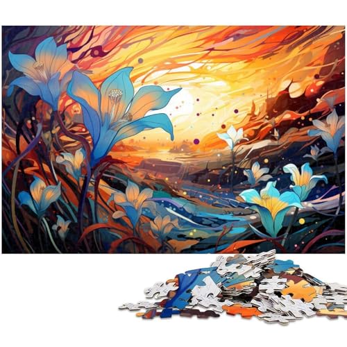 Puzzle für Erwachsene 1000 Teile Bunte Blumenkunst Holzpuzzle – Lernspielzeug Familienspiele 1000 Teile (75 x 50 cm) von zouxangzz