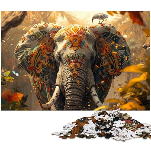 Puzzle für Erwachsene 1000 Teile Bunte Elefanten Puzzles für Holzpuzzles pädagogisches Spielzeug zum Stressabbau (Größe 75 x 50 cm) von zouxangzz