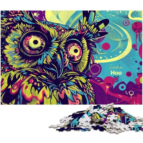 Puzzle für Erwachsene 1000 Teile Bunte Eule anspruchsvolles Spiel Spielzeug Weihnachtspuzzle Geschenke (Größe 38 x 26 cm) von zouxangzz