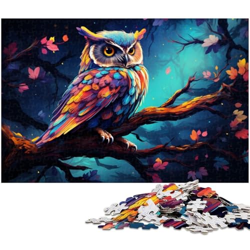Puzzle für Erwachsene 1000 Teile Bunte Eulen Puzzles für Holzpuzzles pädagogisches Spielzeug zum Stressabbau 1000 Teile (75 x 50 cm) von zouxangzz