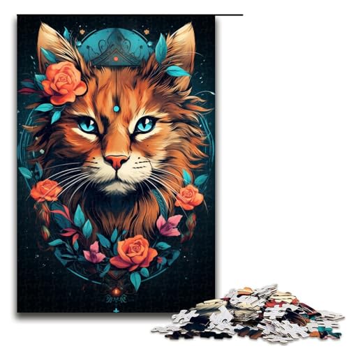 Puzzle für Erwachsene 1000 Teile Bunte Fantasiekatze Puzzle Spielspielzeug lustig 75 x 50 cm von zouxangzz