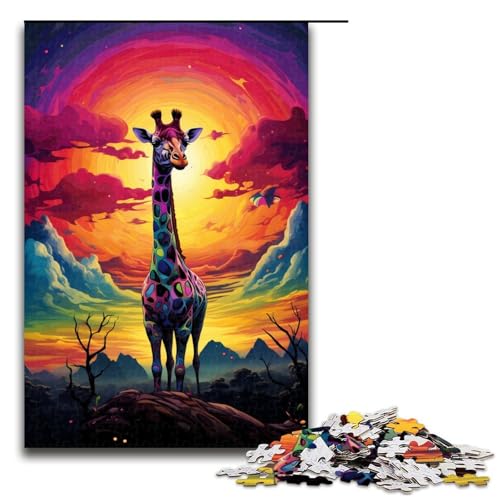 Puzzle für Erwachsene 1000 Teile Bunte Giraffe Heimdekoration Puzzle Spielzeug Geschenk für die ganze Familie 75 x 50 cm von zouxangzz