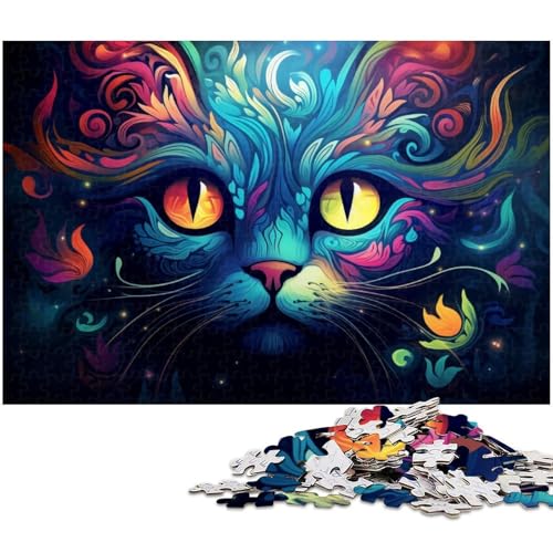 Puzzle für Erwachsene 1000 Teile Bunte Katzen EIN Kunstwerk für Teenager ab 14 Jahren 1000 Teile (75 x 50 cm) von zouxangzz