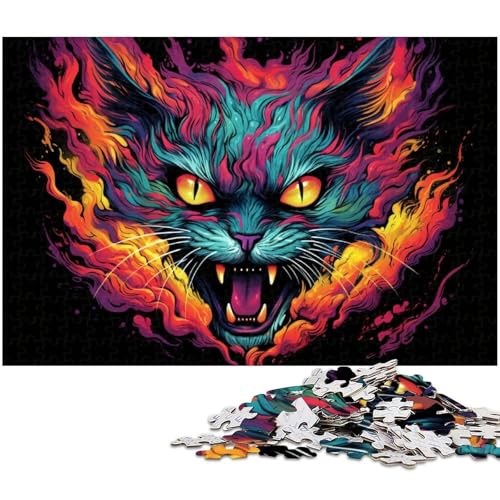 Puzzle für Erwachsene 1000 Teile Bunte Katzen Holzpuzzle – Lernspielzeug Familienspiele 1000 Teile (75 x 50 cm) von zouxangzz
