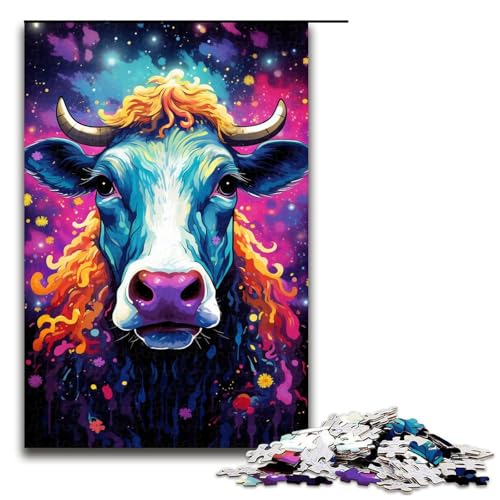 Puzzle für Erwachsene 1000 Teile Bunte Kühe Geburtstagsgeschenk Geschenke für Teenager ab 12 Jahren 75 x 50 cm von zouxangzz
