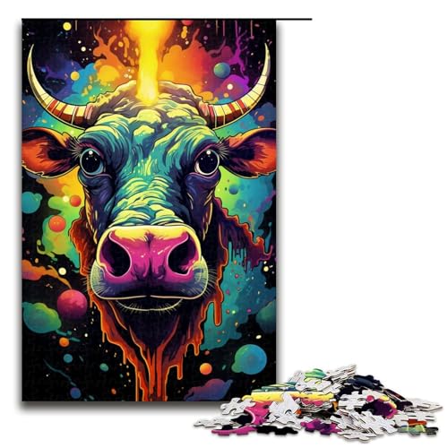 Puzzle für Erwachsene 1000 Teile Bunte Kühe jedes Teil ist einzigartig anspruchsvolles Familienspiel 75 x 50 cm von zouxangzz