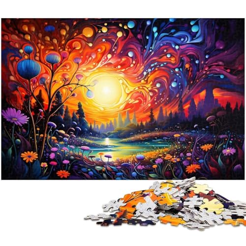 Puzzle für Erwachsene 1000 Teile Bunte Landschaft Holzpuzzle – Lernspielzeug Familienspiele 1000 Teile (75 x 50 cm) von zouxangzz