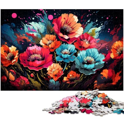 Puzzle für Erwachsene 1000 Teile Bunte Mohnillustration Heimdekoration Puzzle 1000 Teile (75 x 50 cm) von zouxangzz