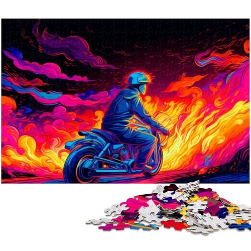 Puzzle für Erwachsene 1000 Teile Bunte Motorrad Puzzles für Holzpuzzles pädagogisches Spielzeug zum Stressabbau (Größe 75 x 50 cm) von zouxangzz