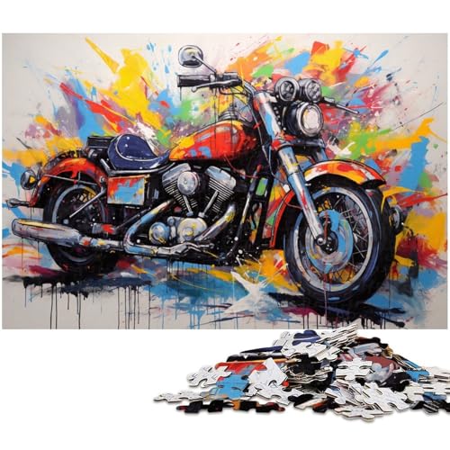 Puzzle für Erwachsene 1000 Teile Bunte Motorrad Rennfahrer Puzzles für Holzpuzzles pädagogisches Spielzeug zum Stressabbau (Größe 75 x 50 cm) von zouxangzz