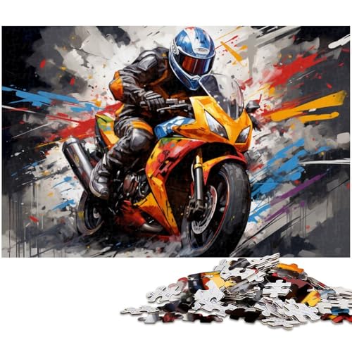 Puzzle für Erwachsene 1000 Teile Bunte Motorradrennfahrer Puzzles für Erwachsene Holzpuzzle tolle Geschenke zu Weihnachten (Größe 75 x 50 cm) von zouxangzz