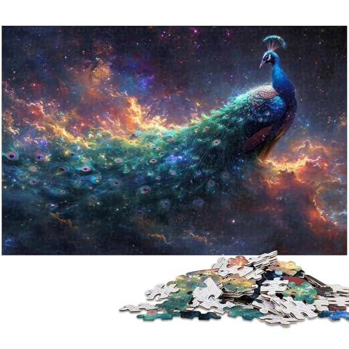 Puzzle für Erwachsene 1000 Teile Bunte Pfauen Puzzles für Holzpuzzles pädagogisches Spielzeug zum Stressabbau (Größe 75 x 50 cm) von zouxangzz