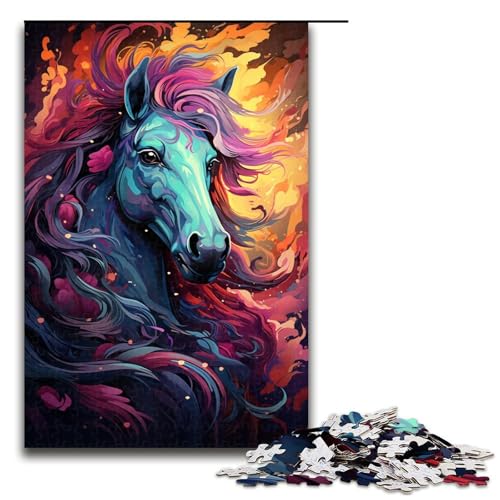 Puzzle für Erwachsene 1000 Teile Bunte Pferde auf dem Planeten Puzzlespiele Spielzeug Geschenk geeignet für die Schreibtischdekoration 75 x 50 cm von zouxangzz