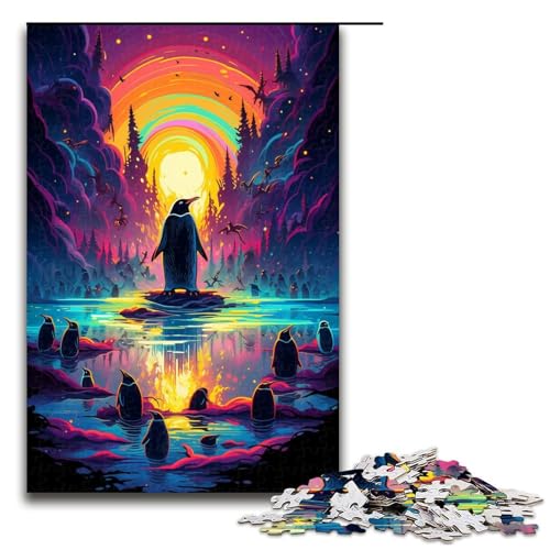 Puzzle für Erwachsene 1000 Teile Bunte Pinguine Puzzlespiele Spielzeug Geschenk geeignet für die Schreibtischdekoration 75 x 50 cm von zouxangzz