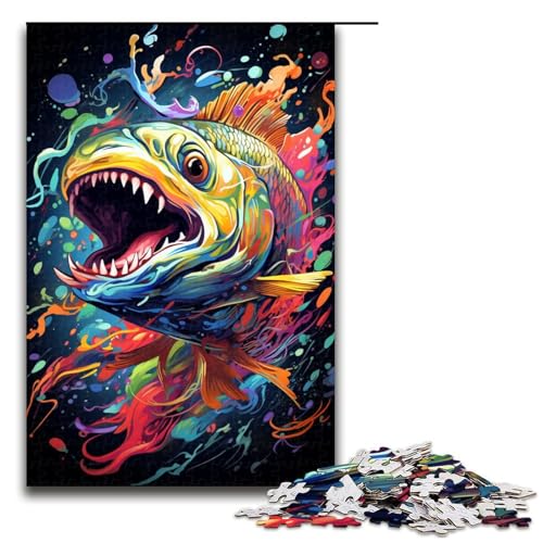 Puzzle für Erwachsene 1000 Teile Bunte Piranha Puzzles Spiele Spielzeug Geschenk geeignet für die Schreibtischdekoration 75 x 50 cm von zouxangzz