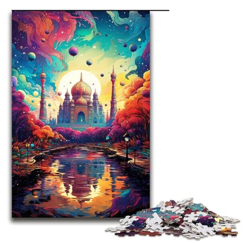 Puzzle für Erwachsene 1000 Teile Bunte Psychedelia des Taj Mahal in Indien Puzzle Geburtstagsgeschenk Geschenke für Teenager ab 14 Jahren 75 x 50 cm von zouxangzz