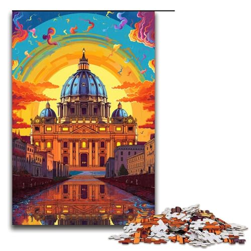 Puzzle für Erwachsene 1000 Teile Bunte Psychedelia in der Vatikanstadt Puzzle für Erwachsene Holzpuzzles Familienspiele Weihnachts und Geburtstagsgeschenke 75 x 50 cm von zouxangzz