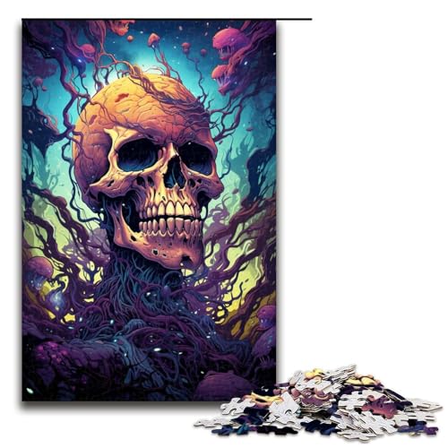 Puzzle für Erwachsene 1000 Teile Bunte Psychedelia mit mutierten Totenköpfen Puzzle Lernspiele für Zuhause DIY Spielzeug tolles Geschenk für Spiele 75 x 50 cm von zouxangzz