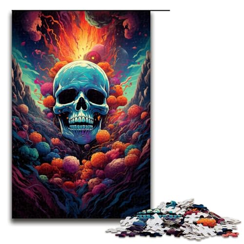 Puzzle für Erwachsene 1000 Teile Bunte Psychedelia mit psychedelischen Totenköpfen Puzzle Lernspiele für Zuhause DIY Spielzeug tolles Geschenk für Spiele 75 x 50 cm von zouxangzz