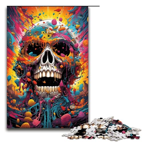 Puzzle für Erwachsene 1000 Teile Bunte Psychedelia mit psychedelischen Totenköpfen Puzzle Lernspiele für Zuhause DIY Spielzeug tolles Geschenk für Spiele 75 x 50 cm von zouxangzz