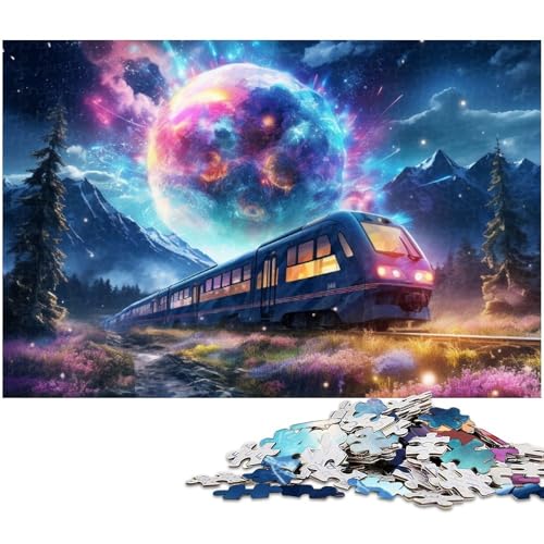 Puzzle für Erwachsene 1000 Teile Bunte Sternenzug Puzzles für Holzpuzzles pädagogisches Spielzeug zum Stressabbau (Größe 75 x 50 cm) von zouxangzz