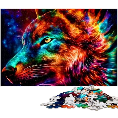 Puzzle für Erwachsene 1000 Teile Bunte Wolfspuzzles für Holzpuzzles pädagogisches Spielzeug zum Stressabbau (Größe 75 x 50 cm) von zouxangzz