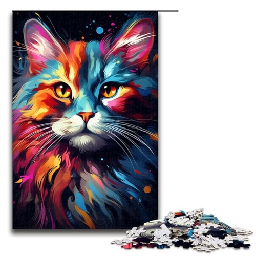 Puzzle für Erwachsene 1000 Teile Bunte exotische Katze Heimdekoration Puzzle Spielzeug Geschenk für die ganze Familie 75 x 50 cm von zouxangzz