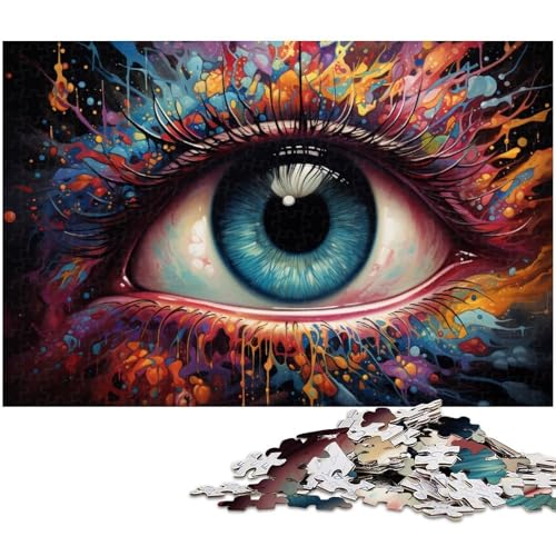 Puzzle für Erwachsene 1000 Teile Bunte psychedelische Augen Puzzles für Holzpuzzles pädagogisches Spielzeug zum Stressabbau 1000 Teile (75 x 50 cm) von zouxangzz