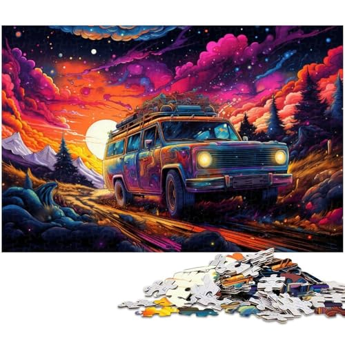 Puzzle für Erwachsene 1000 Teile Bunte psychedelische Autos Puzzles für Holzpuzzles pädagogisches Spielzeug zum Stressabbau 1000 Teile (75 x 50 cm) von zouxangzz