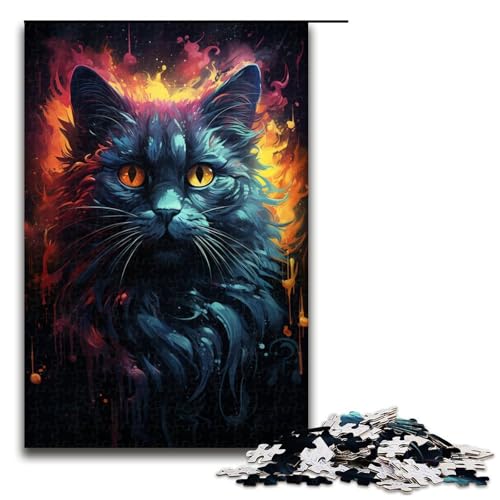Puzzle für Erwachsene 1000 Teile Bunte psychedelische Feuerkatze Holzpuzzle 75 x 50 cm Puzzle für Erwachsene 1000 Teile Bunte psychedelische Feuerkatze Holzpuzzle 75 x 50 cm von zouxangzz