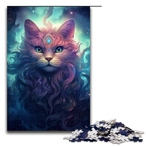 Puzzle für Erwachsene 1000 Teile Bunte psychedelische Katze Heimdekoration Puzzle Spielzeug Geschenk für die ganze Familie 75 x 50 cm von zouxangzz