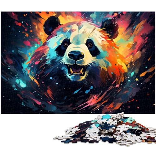 Puzzle für Erwachsene 1000 Teile Bunter Panda das Puzzle mit passendem Poster und Quizblatt 1000 Teile (75 x 50 cm) von zouxangzz