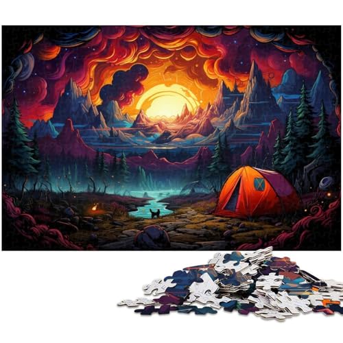 Puzzle für Erwachsene 1000 Teile Camping unter farbenfroher Nachtansicht Puzzle für Erwachsene Holzpuzzle tolle Geschenke zu Weihnachten 1000 Teile (75 x 50 cm) von zouxangzz
