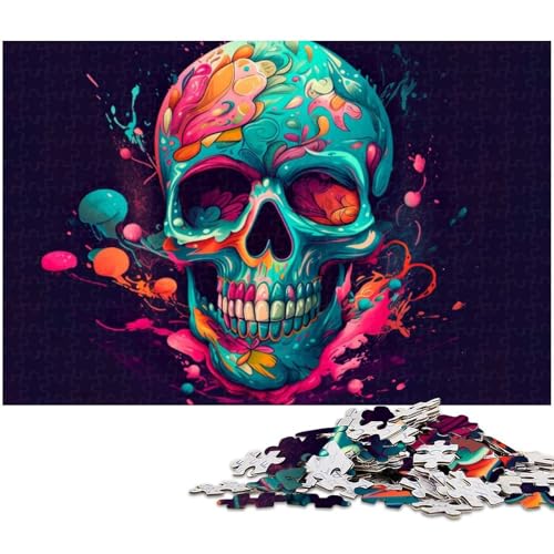 Puzzle für Erwachsene 1000 Teile Cartoon Totenkopf Puzzle für Erwachsene Holzpuzzle Heimdekoration (Größe 75 x 50 cm) von zouxangzz