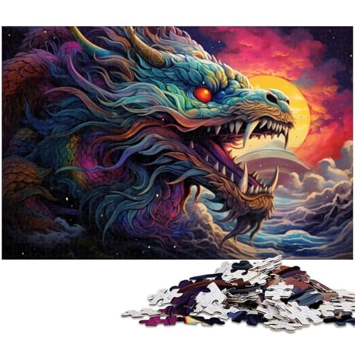 Puzzle für Erwachsene 1000 Teile Chinesischer Drache galoppiert im Meer Präzisionsschnitt tolles Geschenk 1000 Teile (75 x 50 cm) von zouxangzz