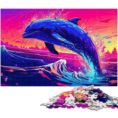 Puzzle für Erwachsene 1000 Teile Delfin Tauchgang Puzzle für Erwachsene Holzpuzzle tolle Geschenke zu Weihnachten (Größe 75 x 50 cm) von zouxangzz
