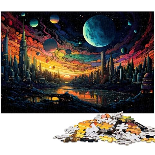 Puzzle für Erwachsene 1000 Teile Die Stadt der Zukunft auf dem Planeten Puzzles für Holzpuzzles pädagogisches Spielzeug zum Stressabbau 1000 Teile (75 x 50 cm) von zouxangzz