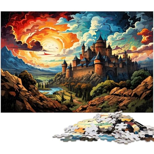 Puzzle für Erwachsene 1000 Teile Die farbenfrohe Psychedelia von Carcassonne Castle Puzzles für Holzpuzzles pädagogisches Spielzeug zum Stressabbau 1000 Teile (75 x 50 cm) von zouxangzz