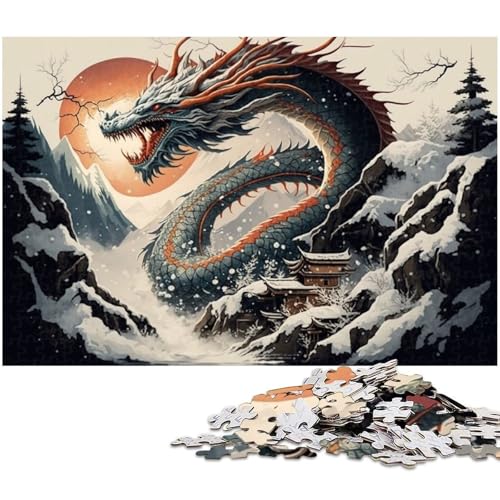 Puzzle für Erwachsene 1000 Teile Drachen Puzzles für Holzpuzzles pädagogisches Spielzeug zum Stressabbau (Größe 75 x 50 cm) von zouxangzz